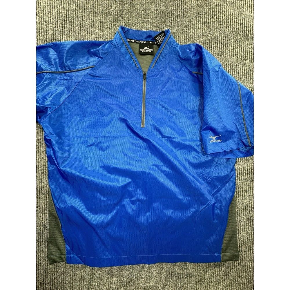 Mizuno Jacket Men's Small Long Sleeve Blue Vented Polyester 1/4 Zip Up Baseball